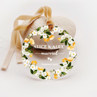 Personalized Acrylic Cherry Bloom Married Ornament, Set of 1 Couple gifts