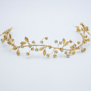Gold Wired Tiara with Metal Leaves Hair accessories