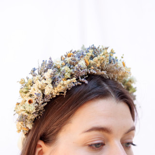 White Larkspur Dried Bridal Crown | Blush Pink and Green| One Size Hair accessories