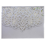 Silver Laser Cut Lace Invitation Pocket for 5x7 Card | Set of 10 | Envelopes Included Invitation Pockets