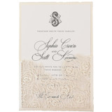 Cream Laser Cut Invitation Pocket with Roses Motif for 5x7 Card | Set of 10 | Envelopes Included Invitation Pockets