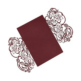 Burgundy Laser Cut Gatefold (Set of 10) Invitation Pockets