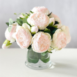 Light Pink Peonies, Artificial Flowers in Vase Dried Florals