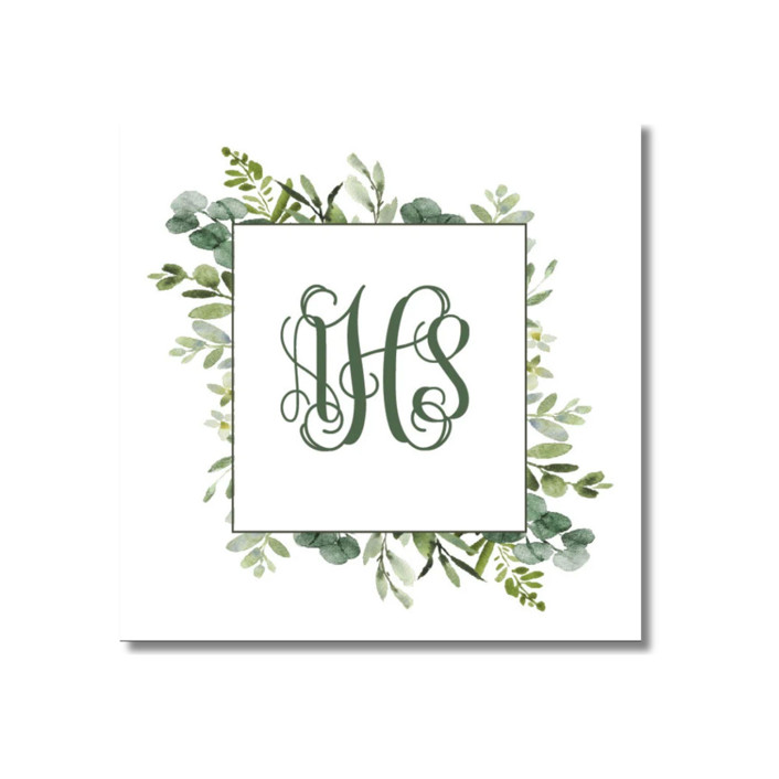 Custom Mongrammed Eucalyptus Napkins Napkins by Papel Custom Design