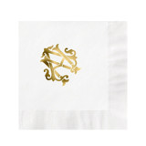 Custom Monogram Featuring Chic Font Gold Foil on White Napkin - Pack of 100 Napkins