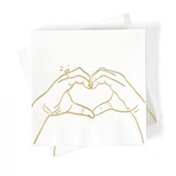 Heart Hands Foil Napkin Pack, cocktail size, pack of 50 Napkins