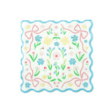Bunnies In The Garden Blue Floral Large Napkins - Set of 16 Napkins