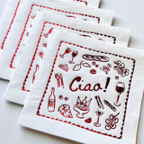 Italian Party Foil Napkin | Hand Drawn Wedding Napkin | Set of 50 Napkins