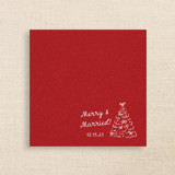 Merry & Married Red Linen-Like Napkin with Holiday Tree Design Napkins