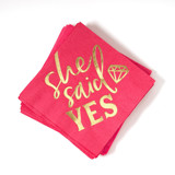 She Said Yes Napkin Pack, cocktail size, pack of 50 Napkins