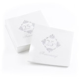 Silver 25th Anniversary Beverage Napkins - Pack of 50 Napkins