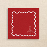 Champagne Glass with Wavy Border Premium Red Cocktail Napkins - Set of 50 premium quality Napkins