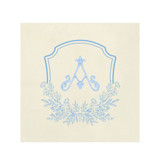 Custom Blue Floral Monogram Digitally Printed on Ecru Napkin - Pack of 100 Napkins