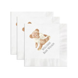 Teddy Bear with Ivory Bow Personalized Gender Neutral Baby Shower Napkin Napkins
