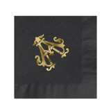 Custom Monogram Featuring Chic Font Gold Foil on Black Napkin - Pack of 100 Napkins
