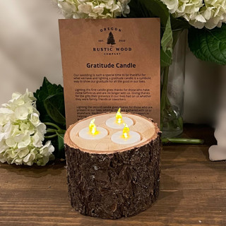 Rustic Wood Wedding Gratitude Candle, Flameless LED Candles