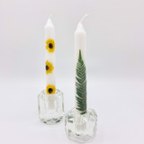 Pressed Flower White Taper Candle Set Of 2 Candles