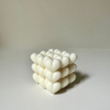 White Cubed Hearts Candle Candles