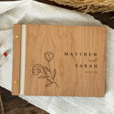 Sleek Botanical Wedding Guest Book | Cherry Wood | 8.5 x 11 Guest books