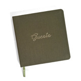 Linen Fabric Wedding Guest Book | Gold Foil on Olive Green Linen Guest books