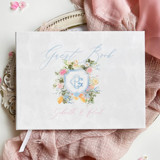 Personalized White Velvet Wedding Guest Book With Monogram, Custom Wedding Photo Book, Keepsake Book Guest books