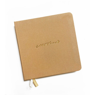 Linen Fabric Wedding Guest Book | Gold Foil on Sandy Caramel Beige Linen Guest books