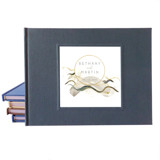 Custom Wedding Guest Book · Golden Watercolor Splash · Dark Gray Linen Guest books
