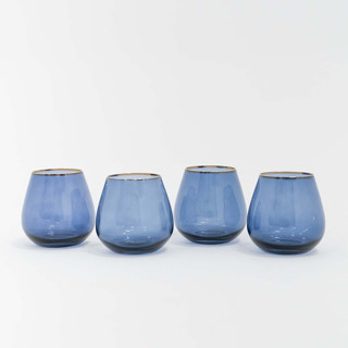 SET OF 4 - SIREN STEMWARE // SHORT STEMLESS IN ATLANTIC BLUE Drinkware