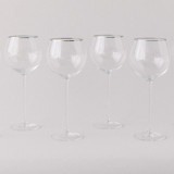 SET OF 4 - SIREN STEMWARE // RED WINE IN CLEAR+PLATINUM Drinkware