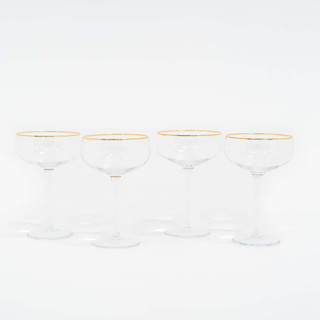 SET OF 4 - SIREN STEMWARE // CHAMPAGNE COUPE IN CLEAR + GOLD Drinkware