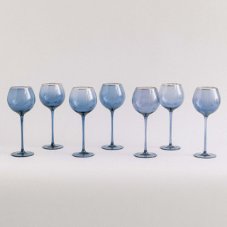 SET OF 4 - SIREN STEMWARE // WHITE WINE IN ATLANTIC BLUE Drinkware