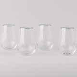 SET OF 4 - SIREN STEMWARE // TALL STEMLESS IN CLEAR+PLATINUM Drinkware