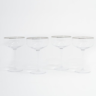 SET OF 4 - SIREN STEMWARE // CHAMPAGNE COUPE IN CLEAR + PLATINUM Drinkware