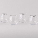 SET OF 4 - SIREN STEMWARE // SHORT STEMLESS IN CLEAR+PLATINUM Drinkware