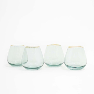 SET OF 4 - SIREN STEMWARE // SHORT STEMLESS IN SAGE Drinkware