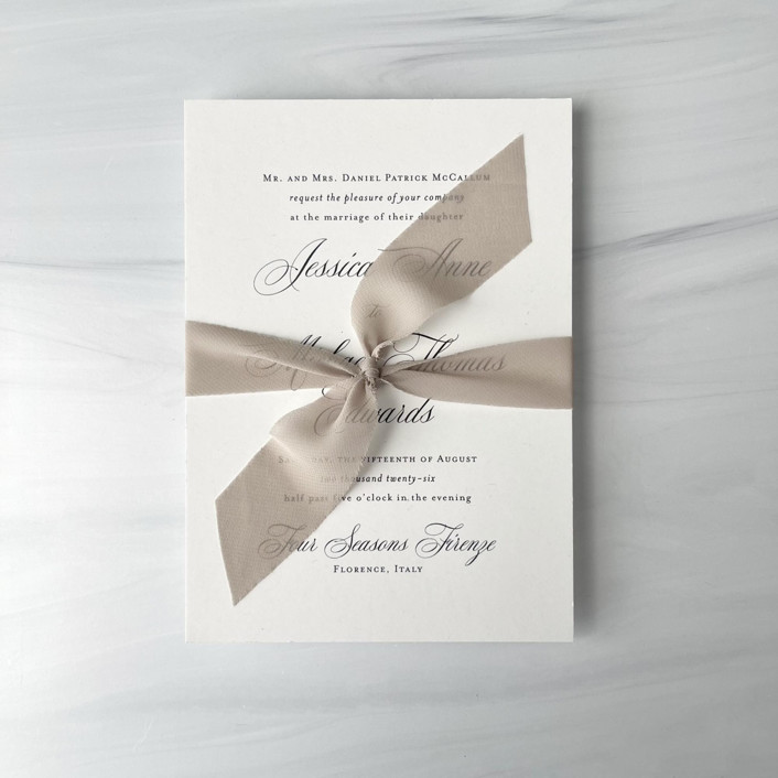 Signature Sheer Invitation Ribbon - Pumice Ribbons by Honey Silks Co ...