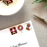 Christmas Pink Stocking Vintage Postage, 10 Sets Postage Stamps