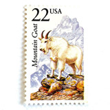 Mountain Goat Postage Stamps | North American Wildlife Series | Vintage Unused USPS Postage 22c | Pack of 10 Postage Stamps