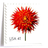 Dahlia Postage Stamps | Beautiful Blooms Series | Red Flowers | Botanical | Wedding Stamps | Vintage Unused USPS Postage 41c | Pack of 10 Postage Stamps