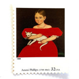 Ammi Phillips' "Girl in Red Dress with Cat and Dog" Postage Stamps | Four Centuries of American Art Series | Vintage Unused USPS Postage 32c | Pack of 10 Postage Stamps