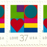 Multicolor Love Postage Stamps | Love Series | Abstract Heart | Wedding Stamps | Valentine | Vintage Unused USPS Postage 37c | Pack of 10 Postage Stamps