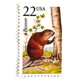 Beaver Postage Stamps | North American Wildlife Series | Vintage Unused USPS Postage 22c | Pack of 10 Postage Stamps