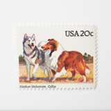 20 Cent Alaskan Malamute & Collie Postage Stamps // Set of 10 // UNUSED Postage Stamps