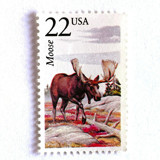 Moose Postage Stamps | North American Wildlife Series | Vintage Unused USPS Postage 22c | Pack of 10 Postage Stamps