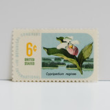 Vintage Unused Stamps - Lady's Slipper Orchid,  Botanical Collection, 6 cent - Set of 5 Postage Stamps