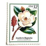 Southern Magnolia Postage Stamps | Flowering Trees | Louisiana & Mississippi State Flower and Tree | White Flower | Wedding Stamps | Vintage Unused USPS Postage 32c | Pack of 10 Postage Stamps