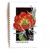 Claret Cup Cactus Postage Stamps | American Wildflower Series | Red Orange Flower | Botanical | Vintage Unused USPS Postage 29c | Pack of 10 Postage Stamps