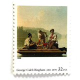 George Caleb Bingham's "Boatmen on the Missouri" Postage Stamps | Four Centuries of American Art Series | Vintage Unused USPS Postage 32c | Pack of 10 Postage Stamps