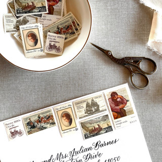 Neutral/Natural Vintage Postage Set | Wedding Stamps | Each Set Will Mail a 1 oz Letter | 10 Sets (60 Stamps Total) Postage Stamps