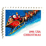 "Santa and Sleigh" Stamps | Contemporary Christmas Series | Vintage Unused USPS Postage 29c | Pack of 10 Postage Stamps